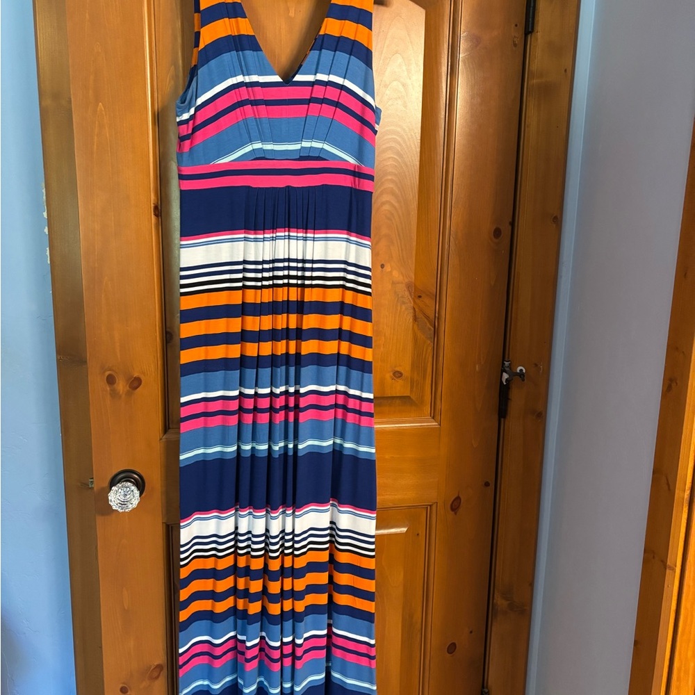 Banana Republic Striped Maxi Dress - Blue, Pink, Orange